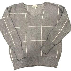 Böhme Grey Windowpane Knit Sweater – Size Small
